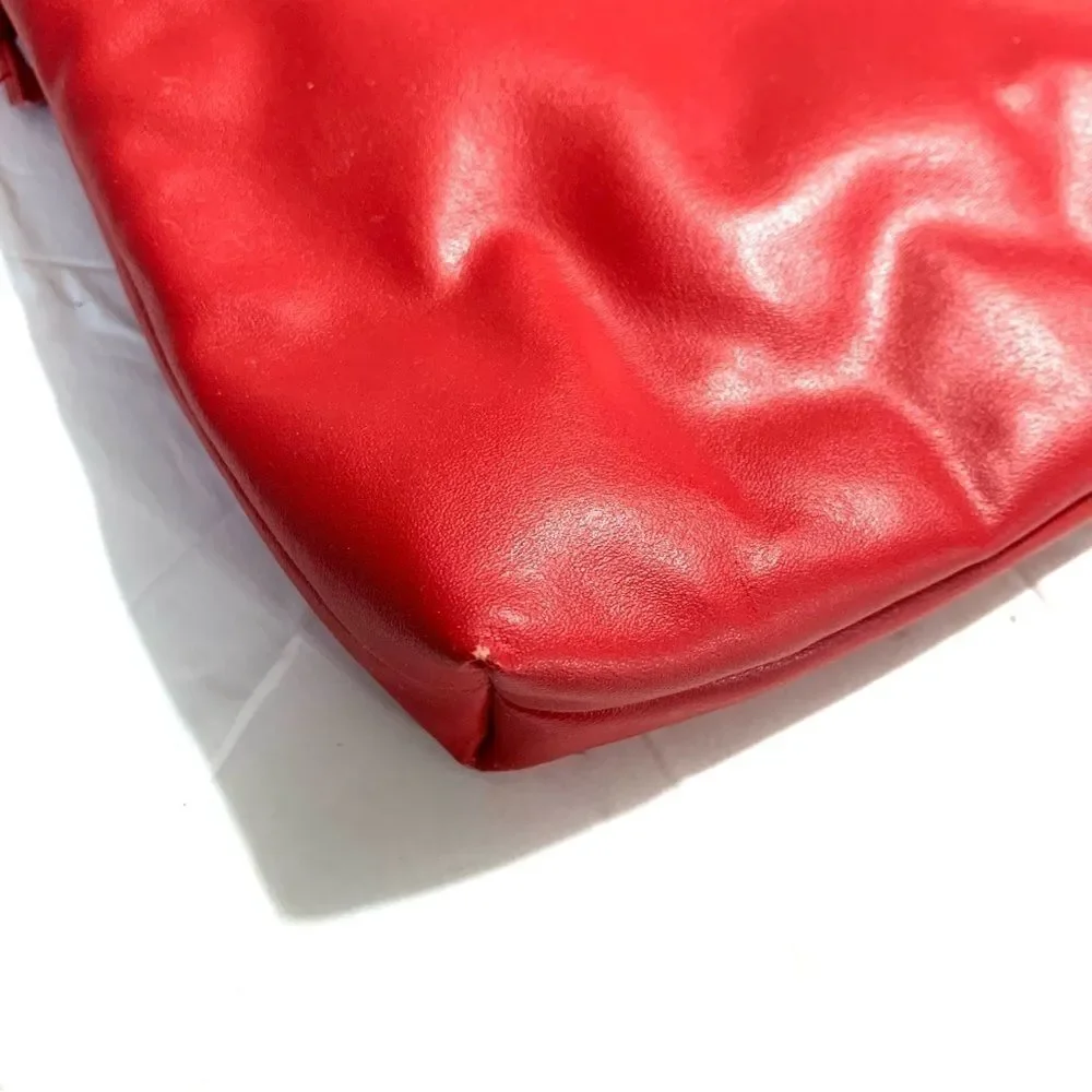 Vintage Purse Red Vegan Leather Clutch Shoulder Bag Special Occasion Grandma
